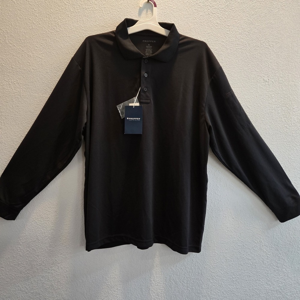 Propper Tactical Uniform Polo Long Sleeve Black XL Security Duty Shirt NWT‎